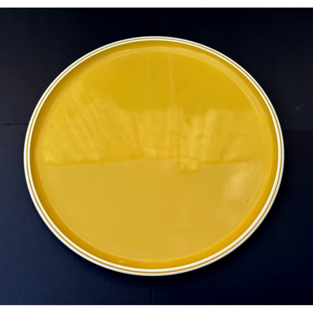Vintage lacquer serving tray Swedish Katja Prisma Japan 1970's yellow white 14"